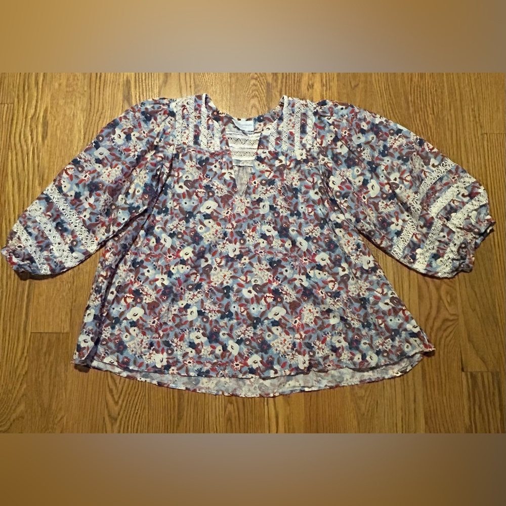 Mi Golondrina Chela Floral‎ Marino Specialty Blouse 💫 - Picture 7 of 12